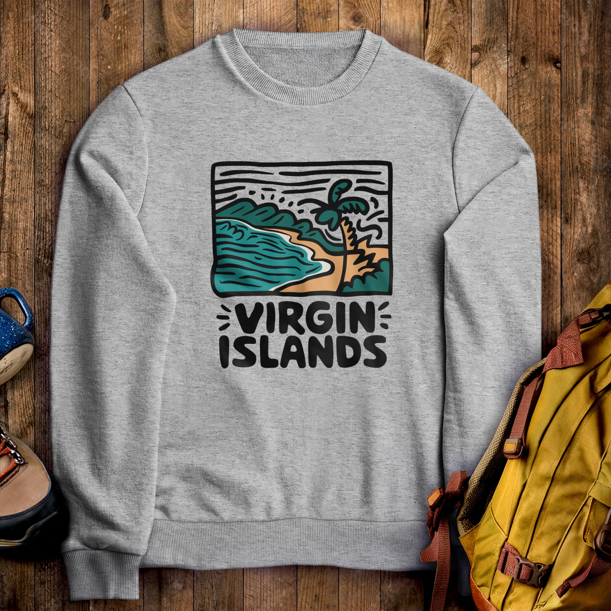 Virgin Islands National Park Crewneck Sweatshirt Sport Grey Adventure and Outdoors Themed Sweatshirt
