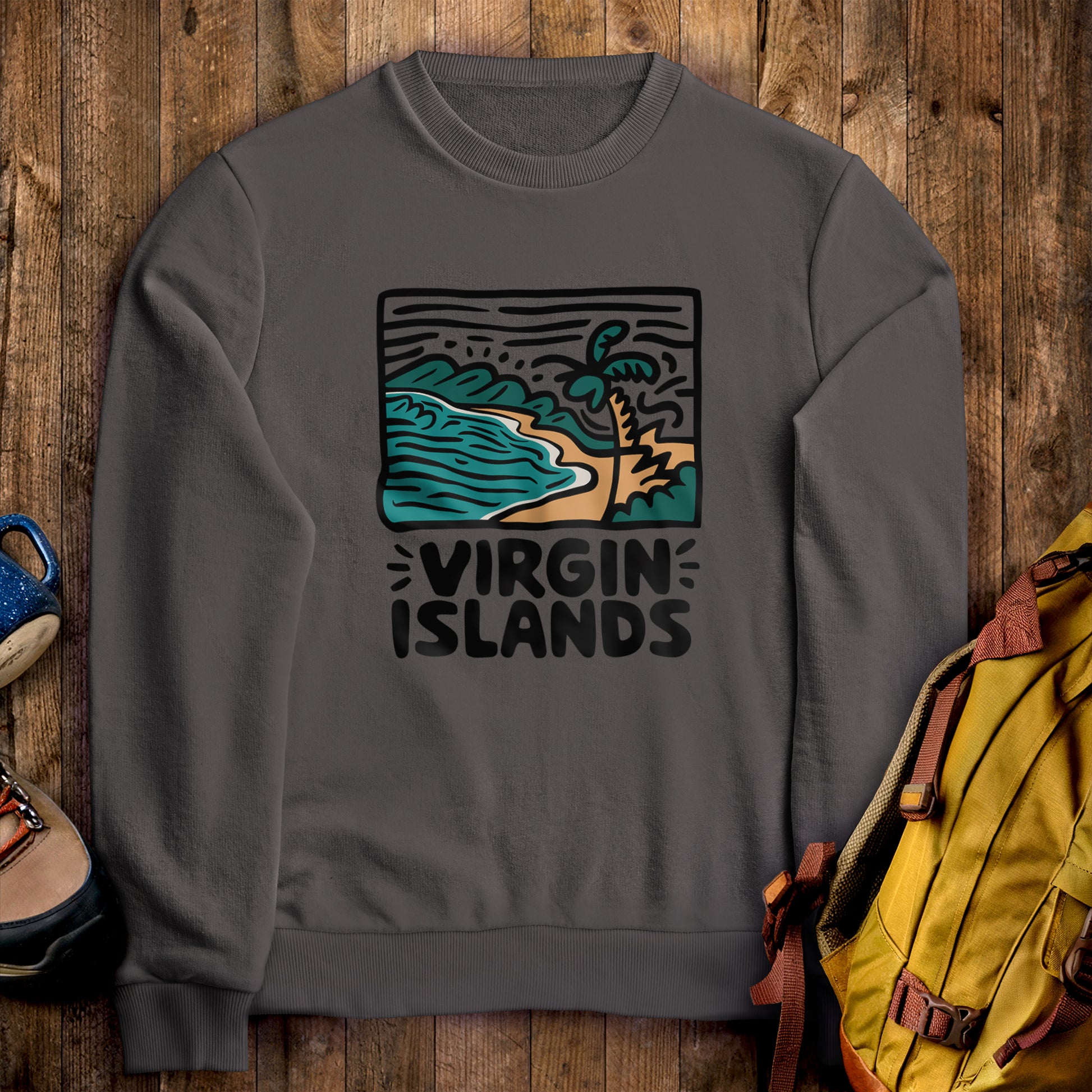 Virgin Islands National Park Crewneck Sweatshirt Charcoal Adventure and Outdoors Themed Sweatshirt