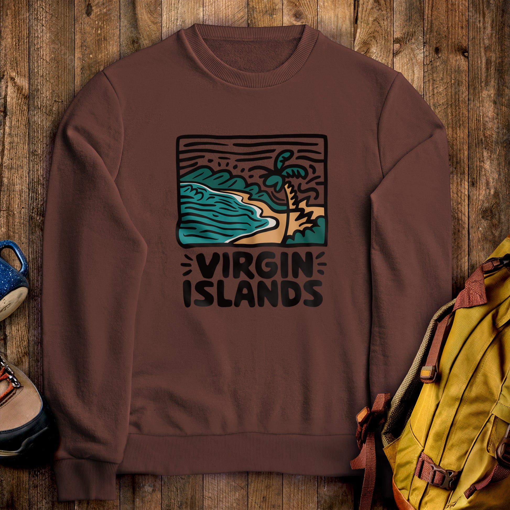 Virgin Islands National Park Crewneck Sweatshirt Cocoa Adventure and Outdoors Themed Sweatshirt
