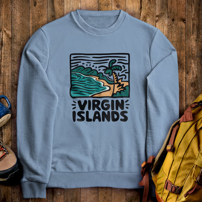 Virgin Islands National Park Crewneck Sweatshirt Stone Blue Adventure and Outdoors Themed Sweatshirt
