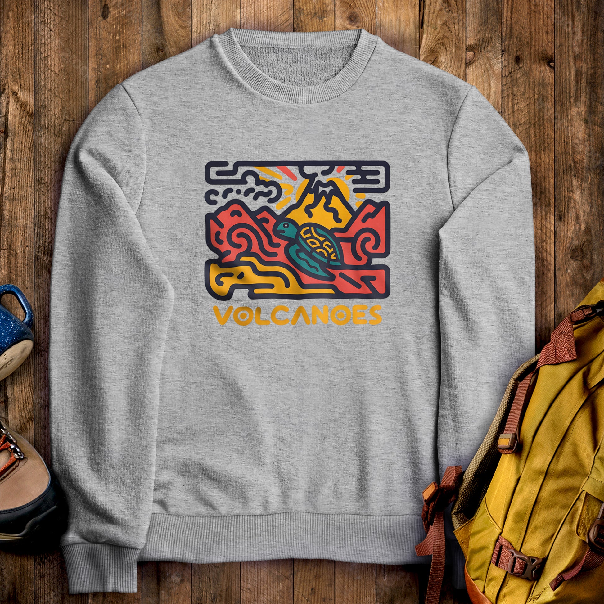 Hawai'i Volcanoes National Park Crewneck Sweatshirt Sport Grey Adventure and Outdoors Themed Sweatshirt