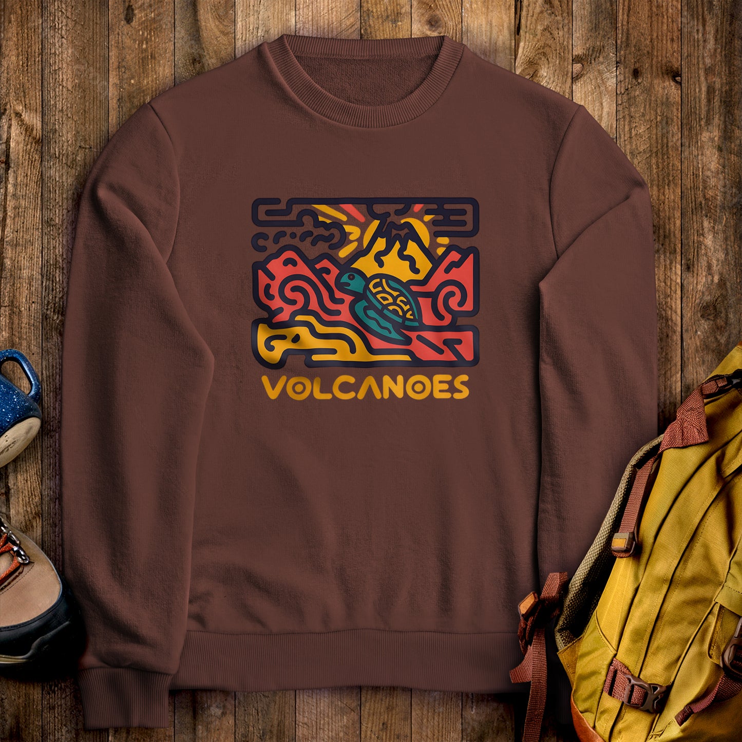 Hawai'i Volcanoes National Park Crewneck Sweatshirt Cocoa Adventure and Outdoors Themed Sweatshirt