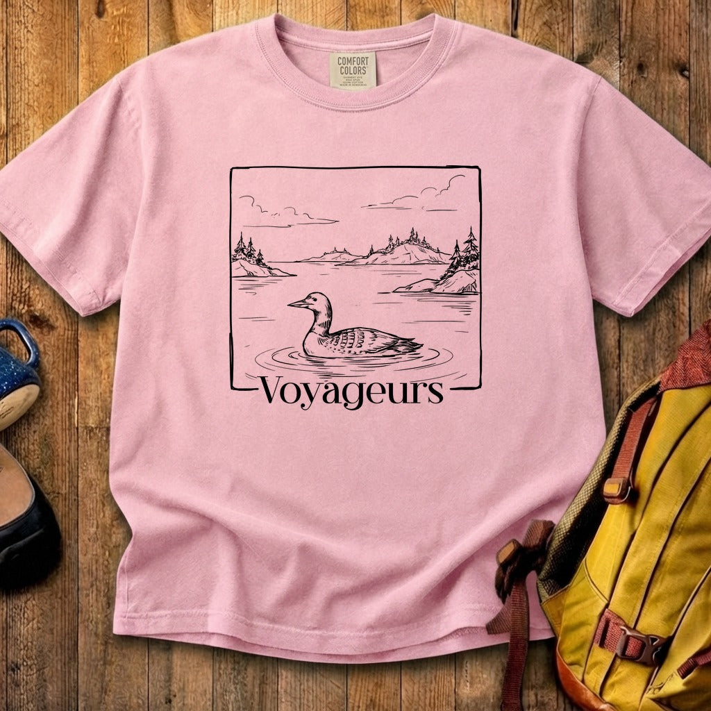 Voyageurs Line Drawing Cotton T-Shirt