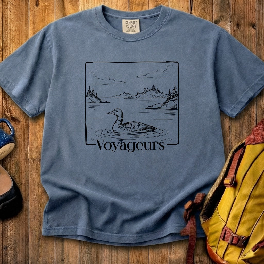 Voyageurs Line Drawing Cotton T-Shirt