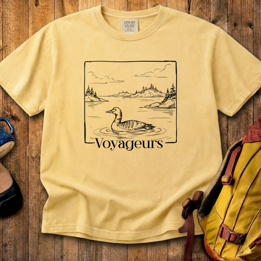 Voyageurs Line Drawing Cotton T-Shirt