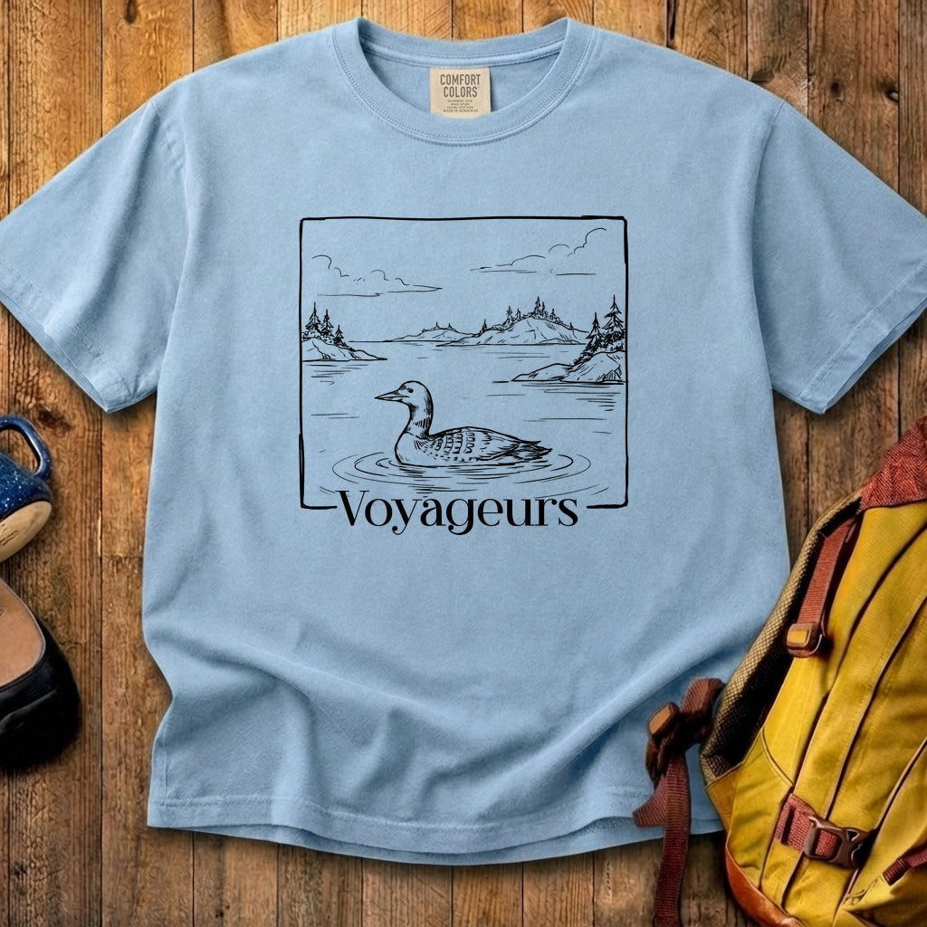 Voyageurs Line Drawing Cotton T-Shirt