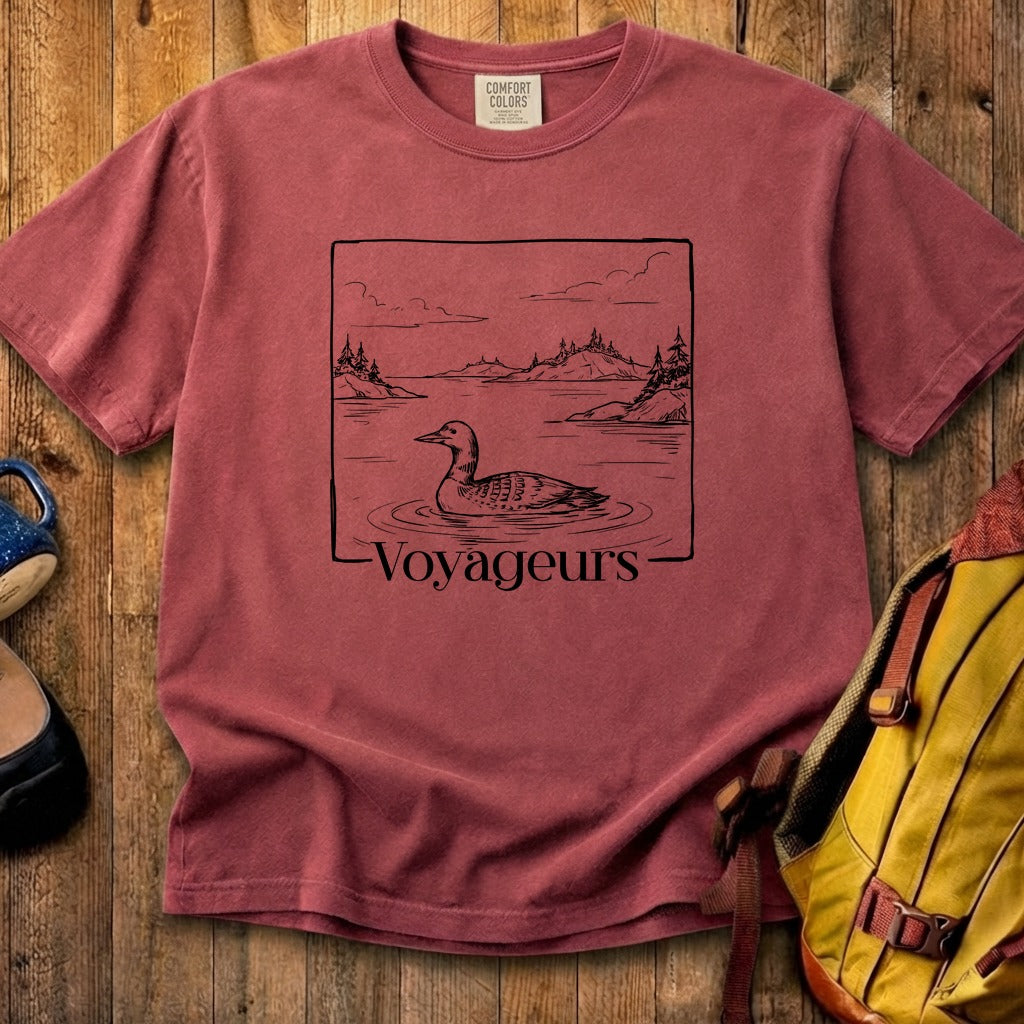Voyageurs Line Drawing Cotton T-Shirt