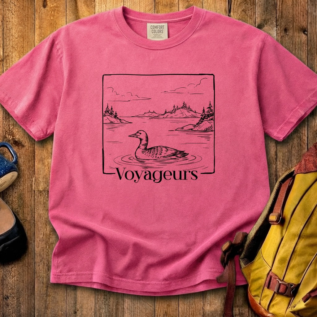 Voyageurs Line Drawing Cotton T-Shirt
