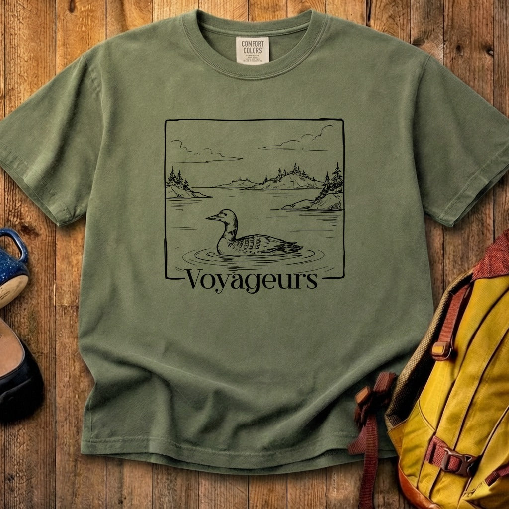 Voyageurs Line Drawing Cotton T-Shirt