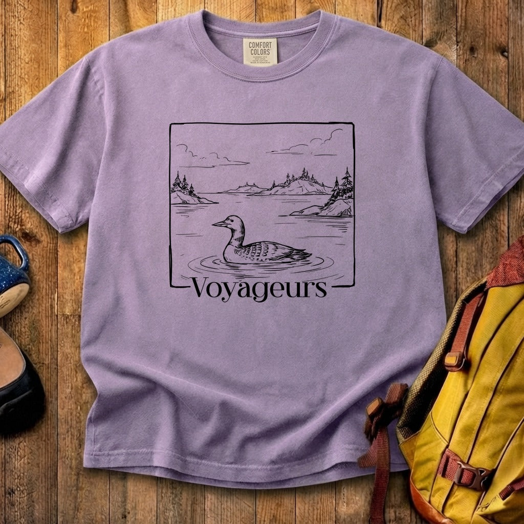 Voyageurs Line Drawing Cotton T-Shirt