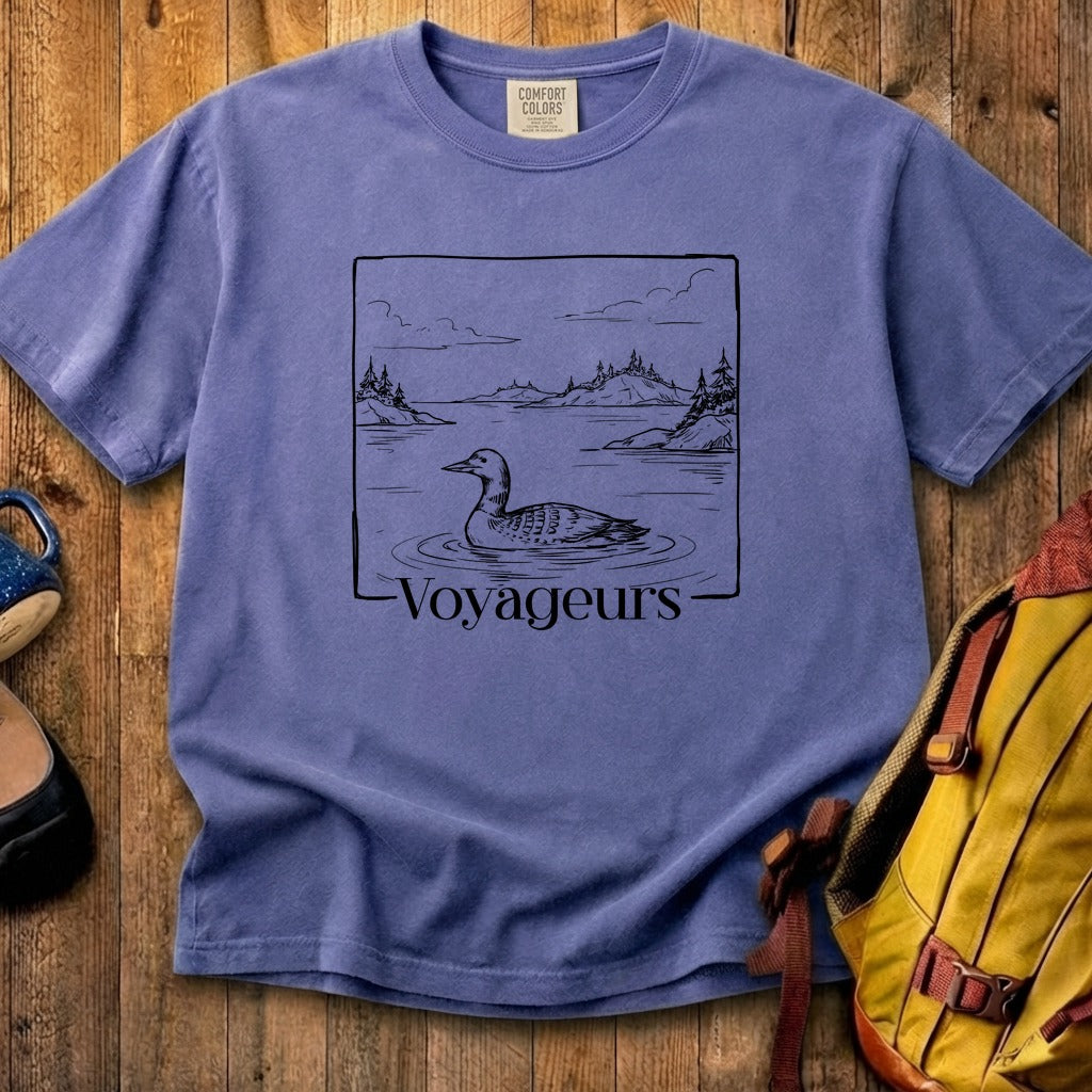 Voyageurs Line Drawing Cotton T-Shirt