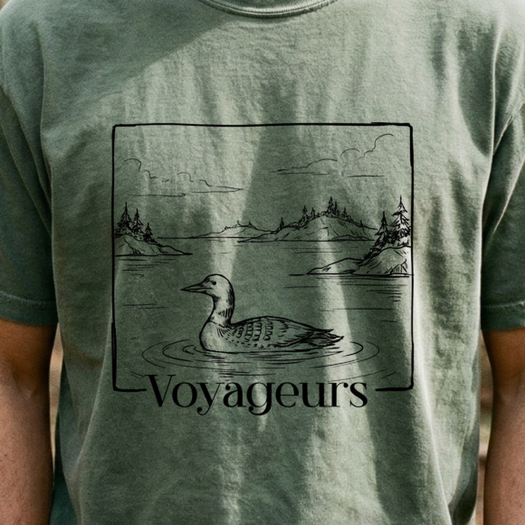 Voyageurs Line Drawing Cotton T-Shirt