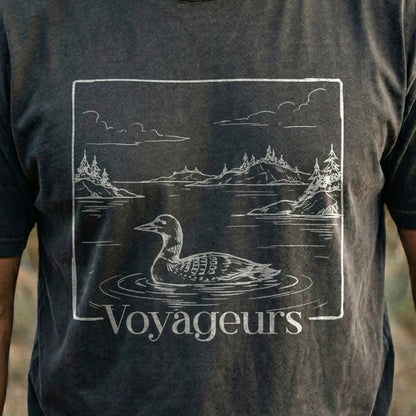 Voyageurs Line Drawing Cotton T-Shirt