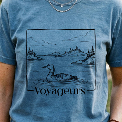 Voyageurs Line Drawing Cotton T-Shirt