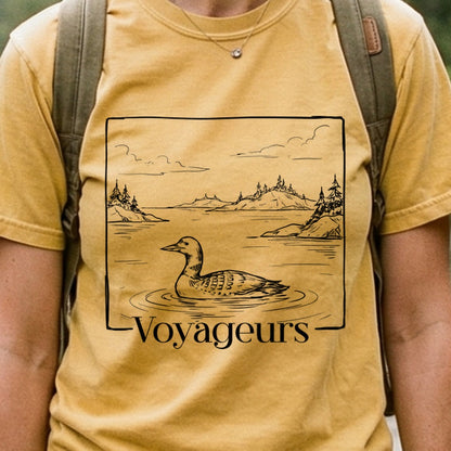 Voyageurs Line Drawing Cotton T-Shirt