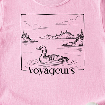 Voyageurs Line Drawing Kids Cotton T-Shirt