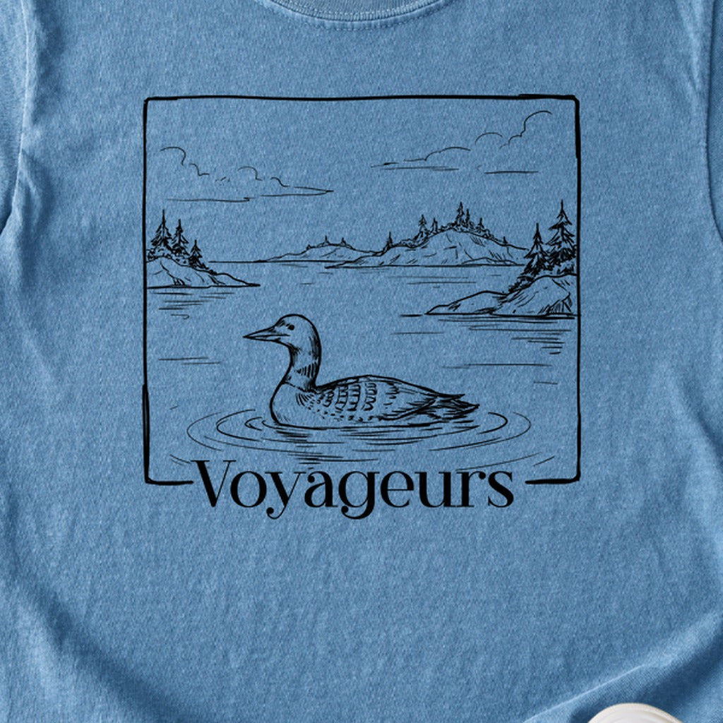 Voyageurs Line Drawing Kids Cotton T-Shirt