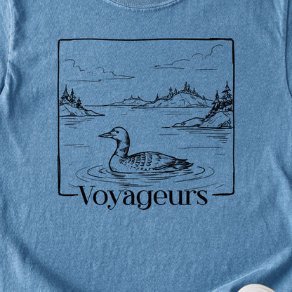Voyageurs Line Drawing Kids Cotton T-Shirt