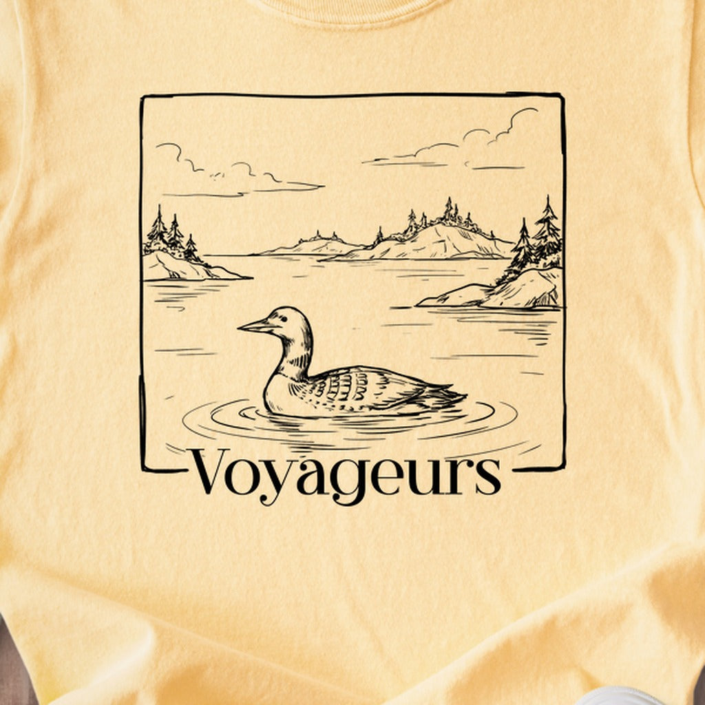 Voyageurs Line Drawing Kids Cotton T-Shirt