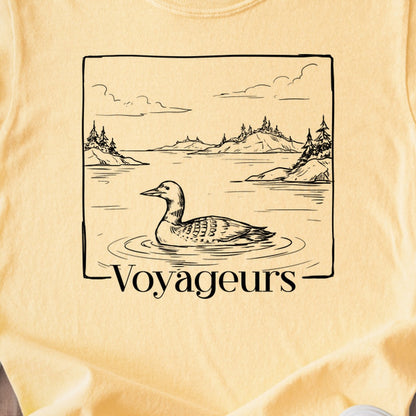 Voyageurs Line Drawing Kids Cotton T-Shirt