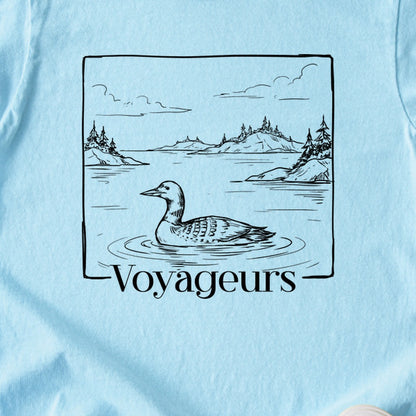 Voyageurs Line Drawing Kids Cotton T-Shirt