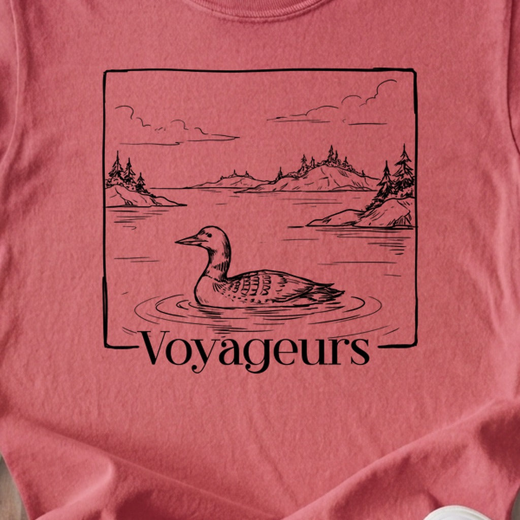 Voyageurs Line Drawing Kids Cotton T-Shirt