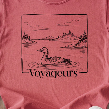 Voyageurs Line Drawing Kids Cotton T-Shirt