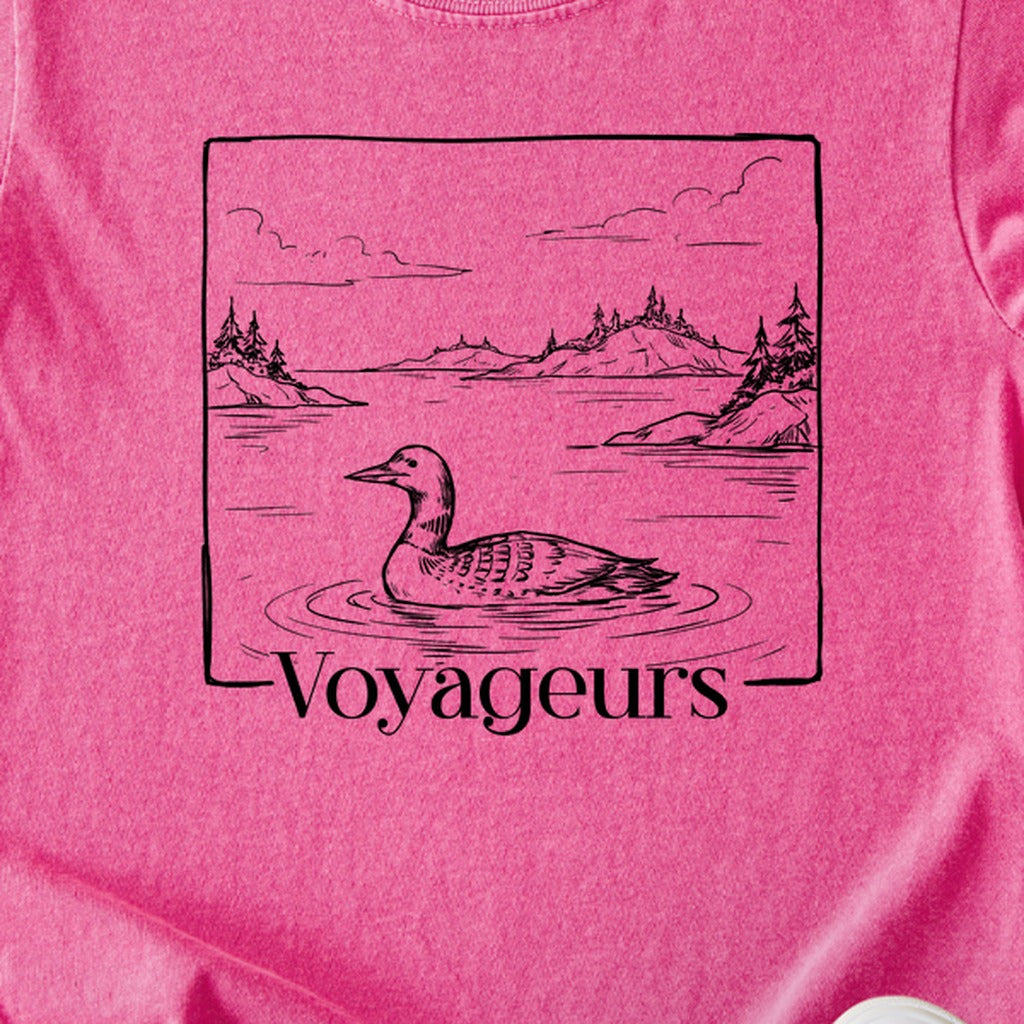 Voyageurs Line Drawing Kids Cotton T-Shirt