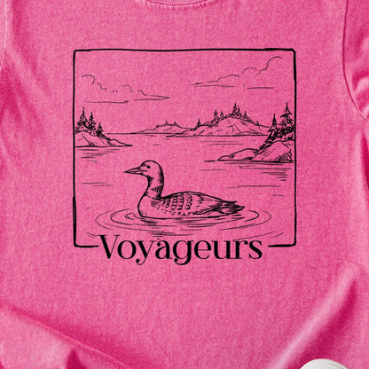 Voyageurs Line Drawing Kids Cotton T-Shirt