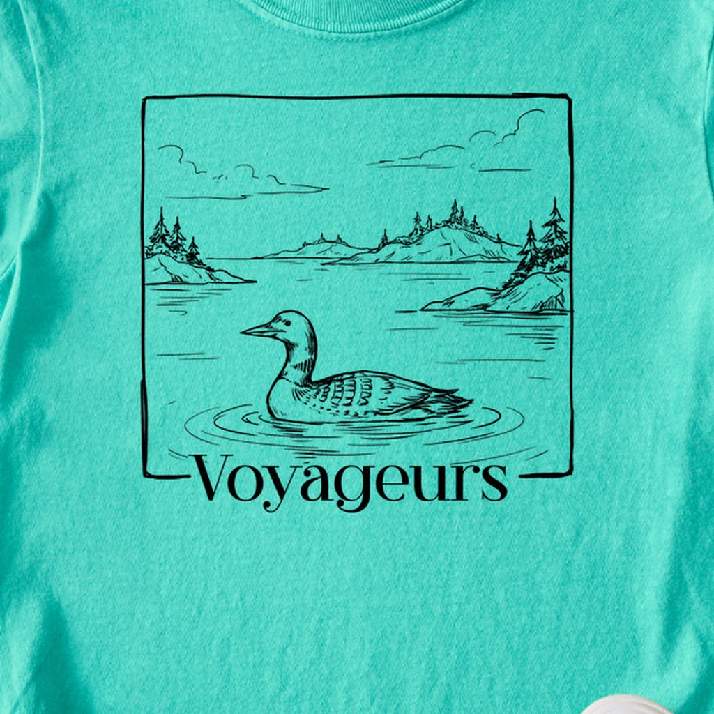 Voyageurs Line Drawing Kids Cotton T-Shirt