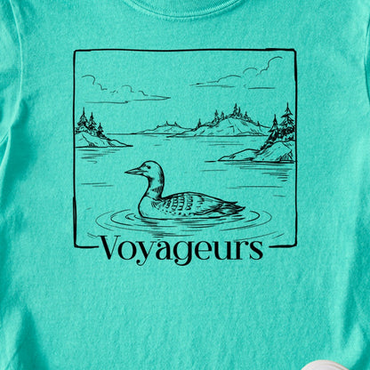 Voyageurs Line Drawing Kids Cotton T-Shirt
