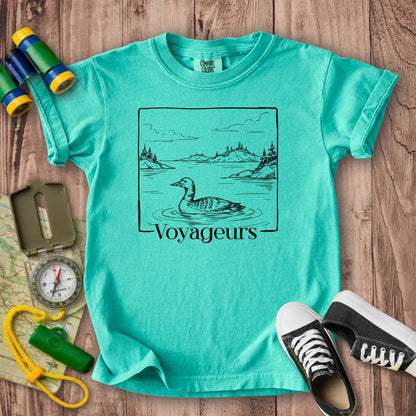 Voyageurs Line Drawing Kids Cotton T-Shirt