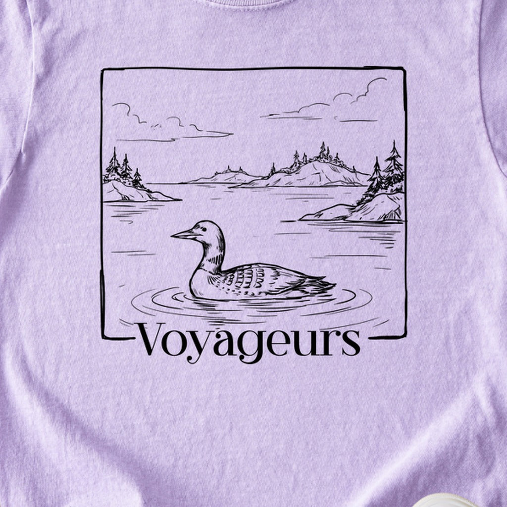 Voyageurs Line Drawing Kids Cotton T-Shirt