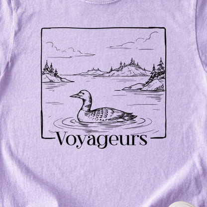Voyageurs Line Drawing Kids Cotton T-Shirt