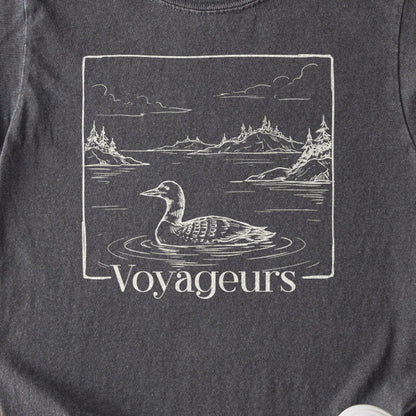 Voyageurs Line Drawing Kids Cotton T-Shirt