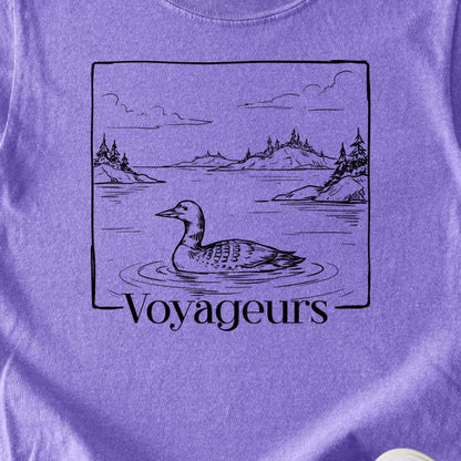 Voyageurs Line Drawing Kids Cotton T-Shirt