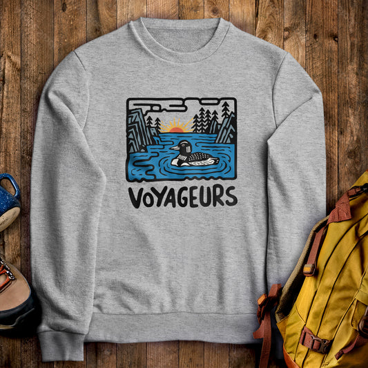 Voyageurs National Park Crewneck Sweatshirt Sport Grey Adventure and Outdoors Themed Sweatshirt