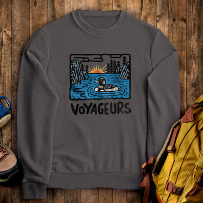 Voyageurs National Park Crewneck Sweatshirt Charcoal Adventure and Outdoors Themed Sweatshirt