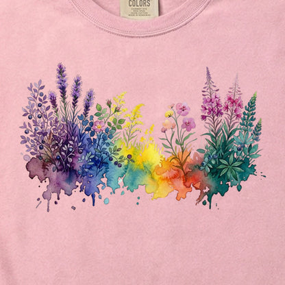 Watercolor Acadia Wildflowers Cotton T-Shirt