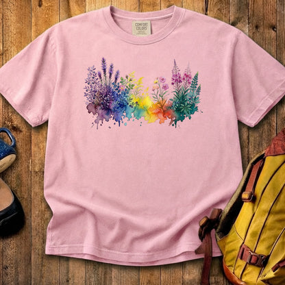 Watercolor Acadia Wildflowers Cotton T-Shirt