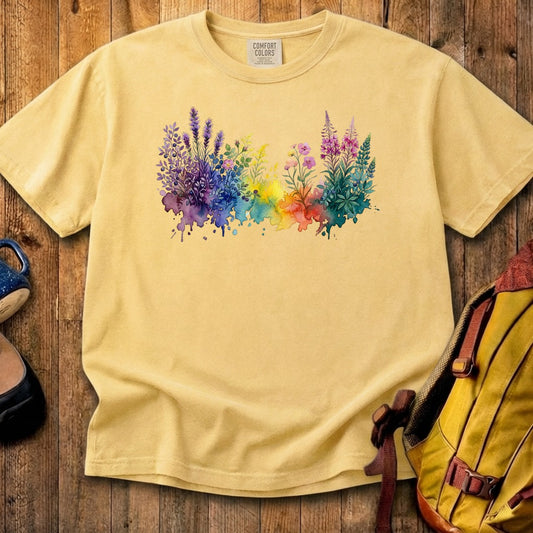 Watercolor Acadia Wildflowers Cotton T-Shirt