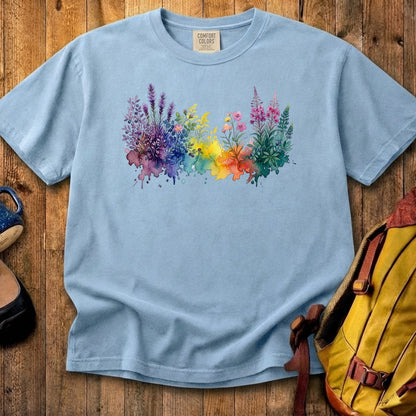 Watercolor Acadia Wildflowers Cotton T-Shirt