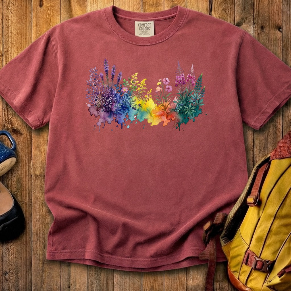 Watercolor Acadia Wildflowers Cotton T-Shirt