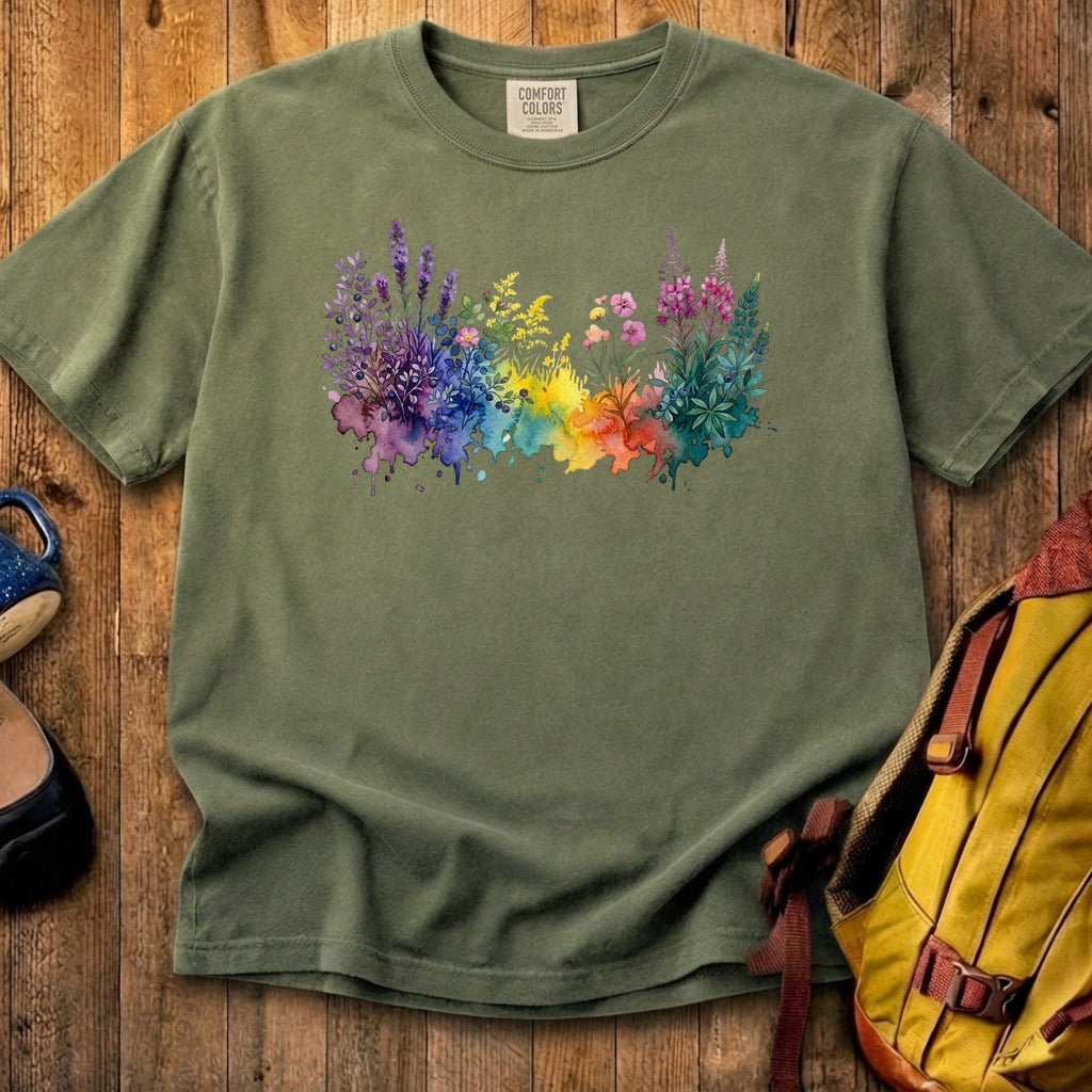 Watercolor Acadia Wildflowers Cotton T-Shirt