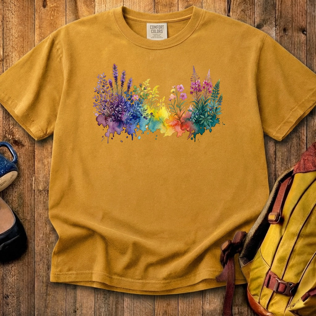 Watercolor Acadia Wildflowers Cotton T-Shirt