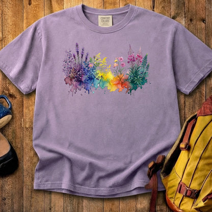 Watercolor Acadia Wildflowers Cotton T-Shirt