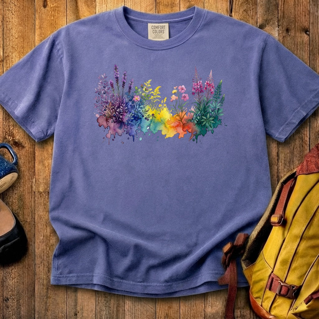 Watercolor Acadia Wildflowers Cotton T-Shirt