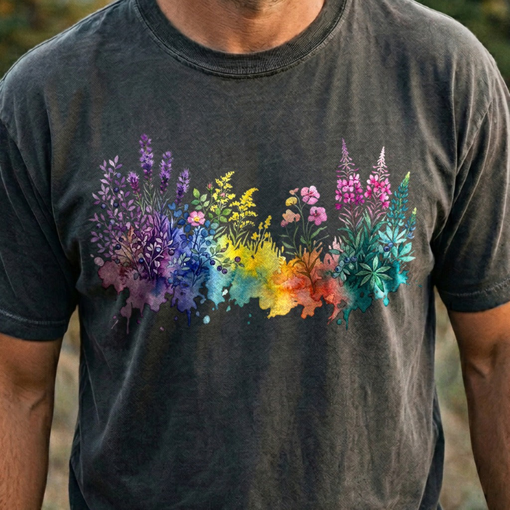 Watercolor Acadia Wildflowers Cotton T-Shirt