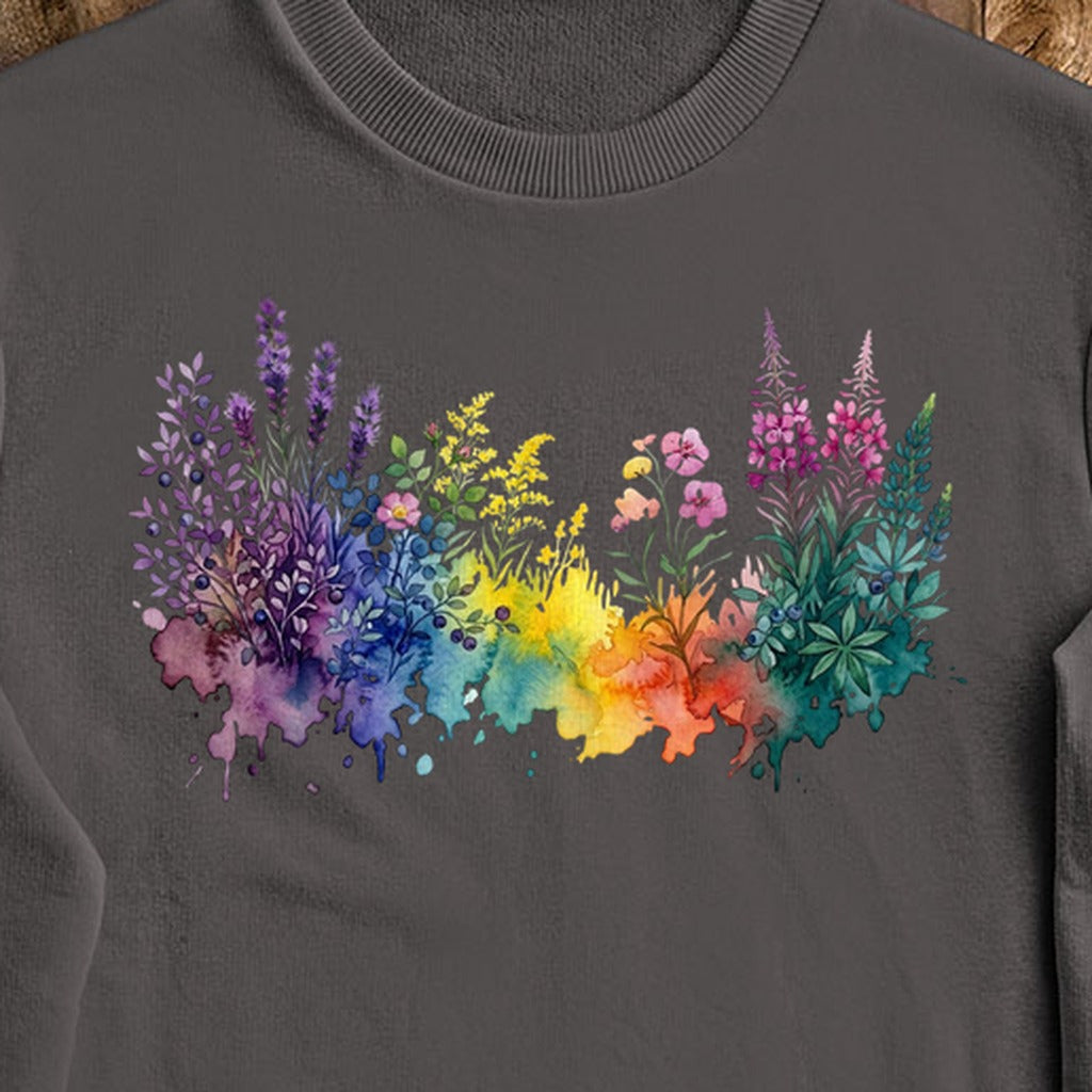Watercolor Acadia Wildflowers Crewneck Sweatshirt