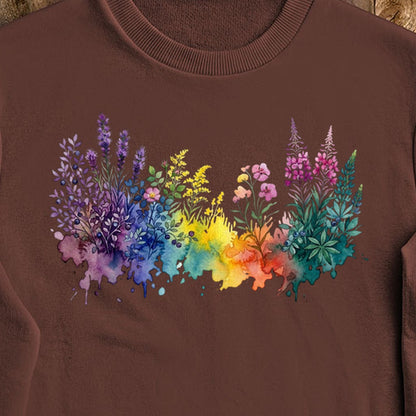 Watercolor Acadia Wildflowers Crewneck Sweatshirt